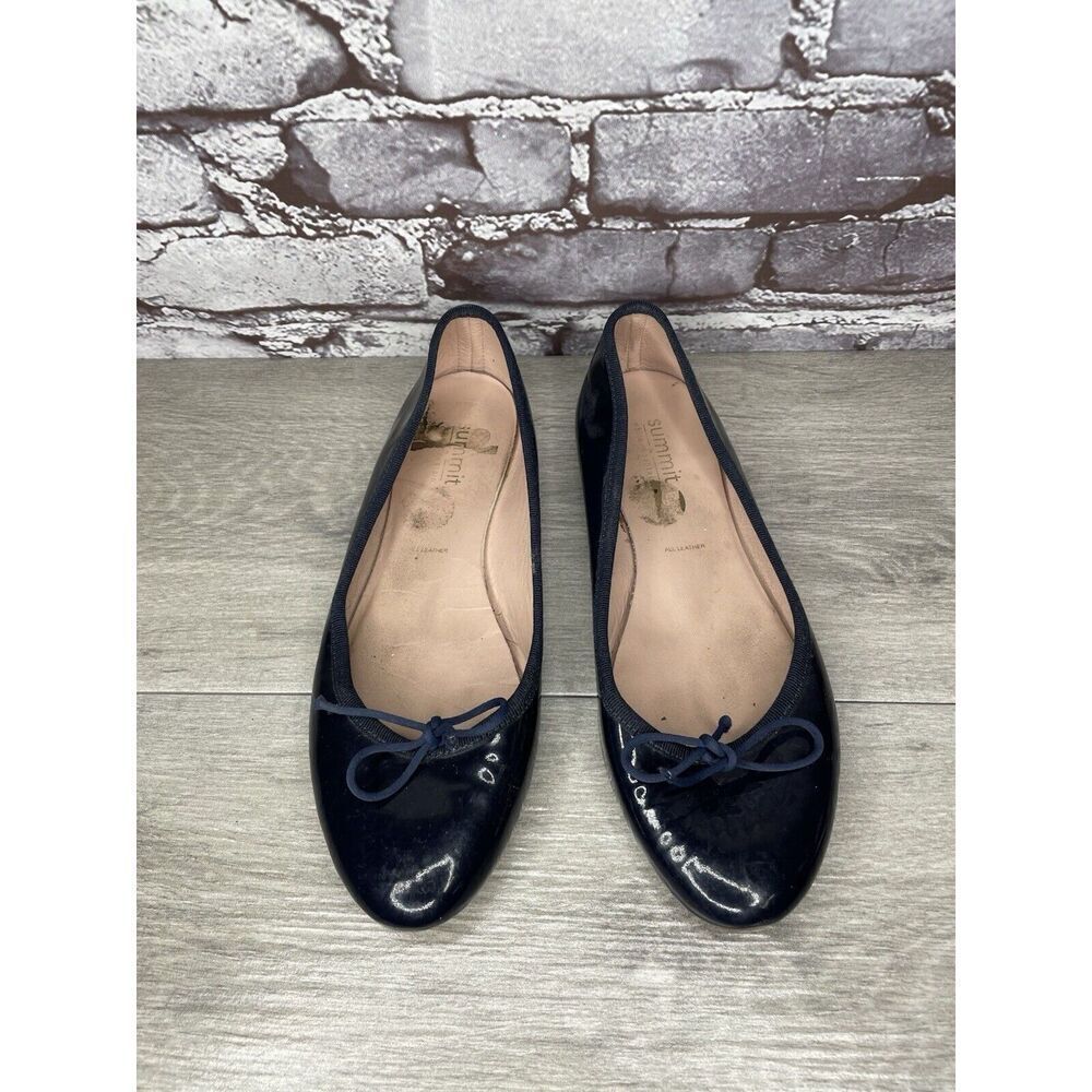 Summit White Mountain Navy Blue Patent Bow Ballet Flats Women’s Sz 39EU/8.5M US
